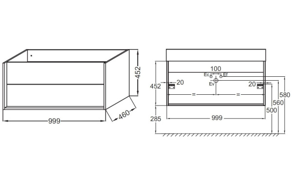 Тумба под раковину Jacob Delafon Vivienne 100 EB1585-N18-M76 серая матовая