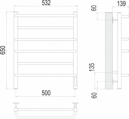 Полотенцесушитель электрический Terminus Евромикс П6 500х650 4670078531278