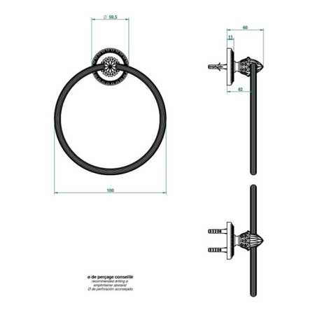 Полотенцедержатель THG Malmaison metal U93.F01.504N золото