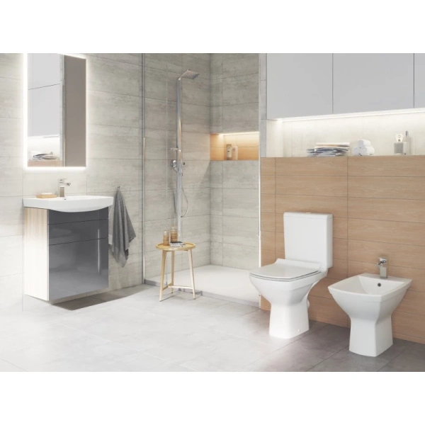 Унитаз-компакт Cersanit Carina KO-CAR011-3/5-COn-DL безободковый, с сиденьем микролифт, белый