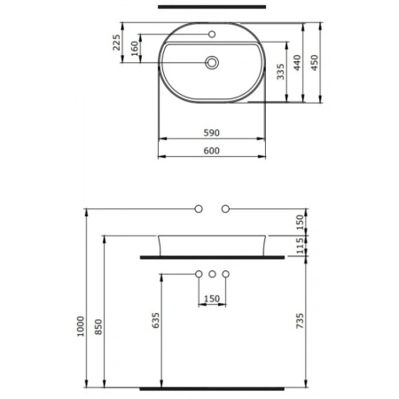 Раковина 60x45 см Berges Ego SL 182016