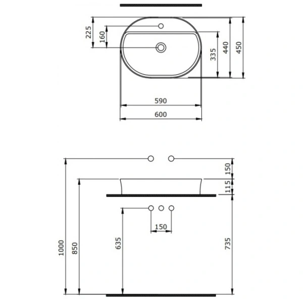 Раковина 60x45 см Berges Ego SL 182016