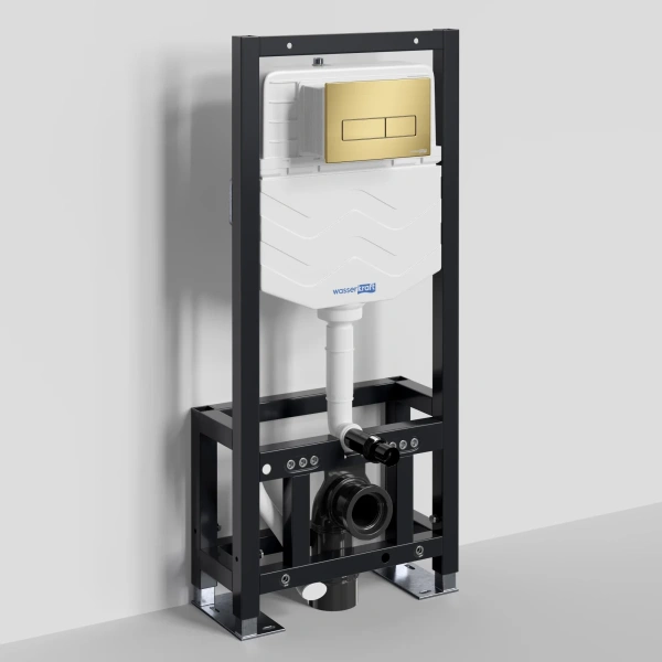 Инсталляция для унитаза WasserKRAFT Dill 61 61TLT.010.ME.MG03 с кнопкой смыва, золотой матовый