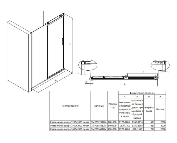 Душевая дверь Roca Area 1400X2000 MP05L4012M