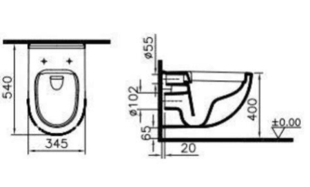 Унитаз подвесной Vitra S40 7759B003-0075 безободковый
