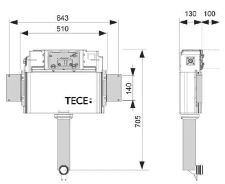 Смывной бачок 9041008 TECE TECEprofil для приставного унитаза