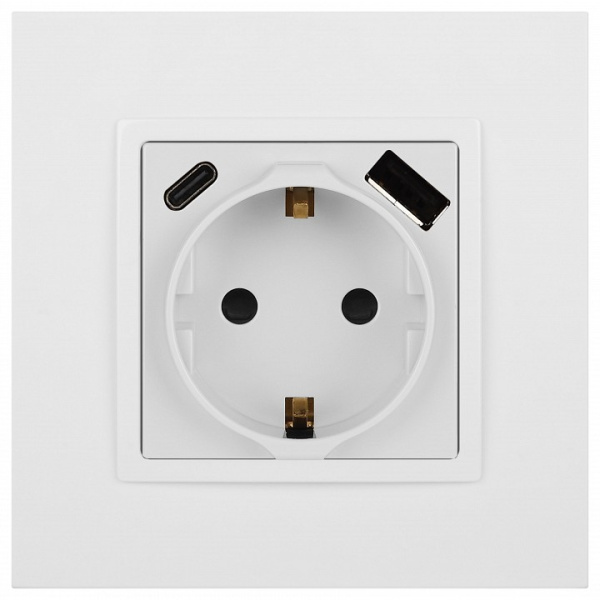 Розетка с заземлением и со шторкой и 2хUSB, без рамки Эра Эра Elegance 14-4108-01