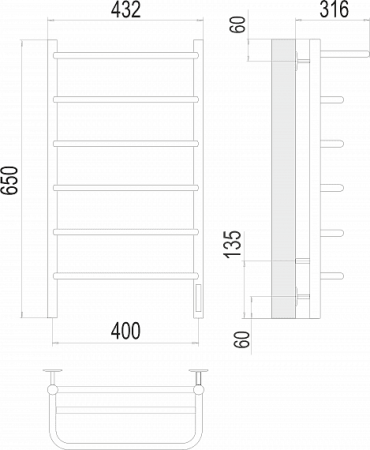 Полотенцесушитель электрический Terminus Полка П6 400х650 4670078531421