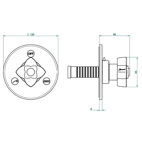 Переключатель для душа THG Ptale de cristal clair U6A.F01.48M2SB золото