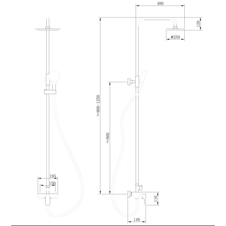 Душевая стойка Abber Weiss Insel AF8020B черный матовый