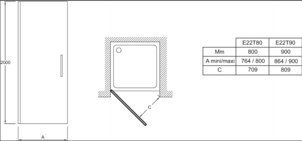 Душевая дверь Jacob Delafon CONTRA E22T80-GA