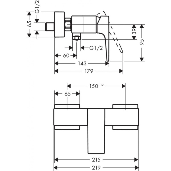 Смеситель для душа hansgrohe Metropol 32560670 ВМ матовый черный