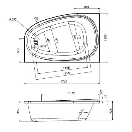 Каркас для ванны Am.Pm Like 170х110 R