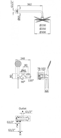 Душевой комплект Cezares CZR-B-VDIM-T-01