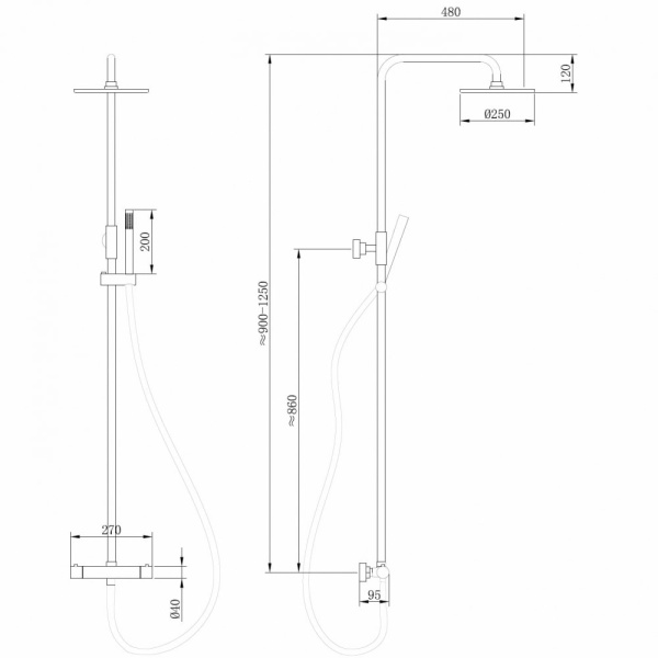 Душевая стойка Abber Wasser Kreis AF8160NG с термостатом никель