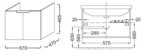Тумба под раковину 60 см Jacob Delafon Struktura EB1384-N18 белый блестящий