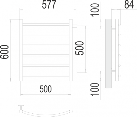 Классик П6 500х600 бп500 Полотенцесушитель TERMINUS
