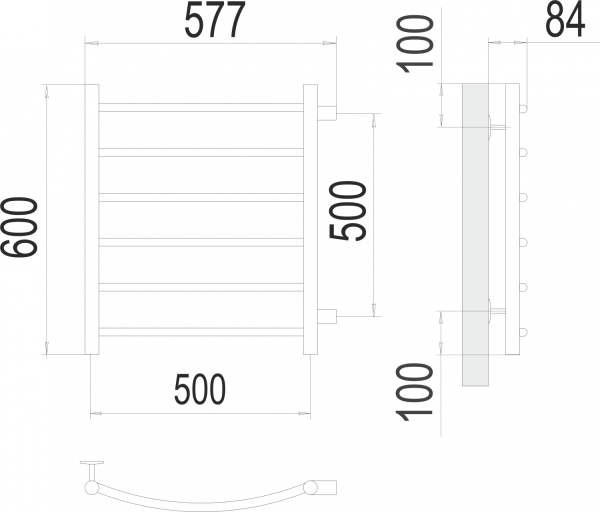 Классик П6 500х600 бп500 Полотенцесушитель TERMINUS