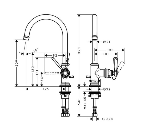 Смеситель для раковины Axor Montreux 16517000