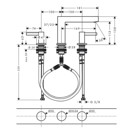Смеситель для раковины Hansgrohe Finoris 76033670 черный матовый
