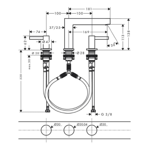 Смеситель для раковины Hansgrohe Finoris 76033670 черный матовый
