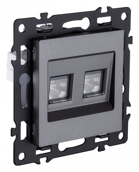 Розетка двойная Ethernet RJ-45 и со шторками, без рамки Kollinger Asthetik AS-018GY