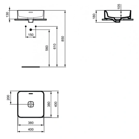 Раковина 40x40 см Ideal Standard Strada II T296301