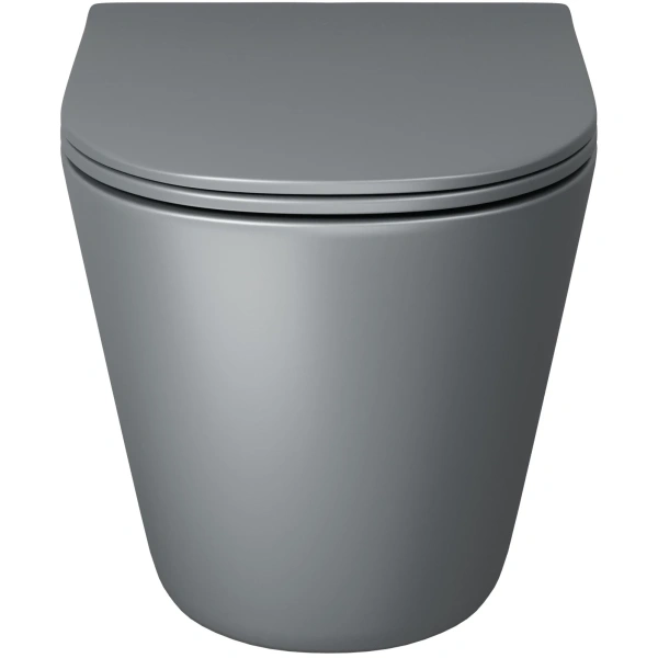 Унитаз подвесной Grossman GR-4477GMSQ безободковый, торнадо, с сиденьем микролифт, серый матовый