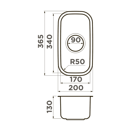 Кухонная мойка Omoikiri Omi 20-U 4997022 нержавеющая сталь