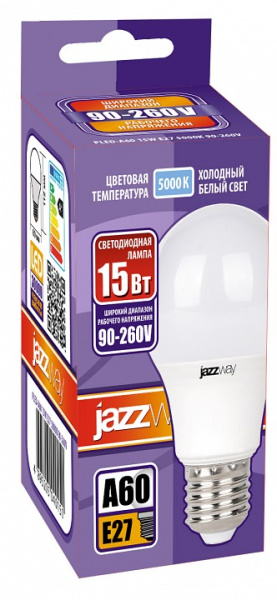 Лампа светодиодная Jazzway  E27 15Вт 5000K PLED-SP A60 15W E27 5000K 90-260V
