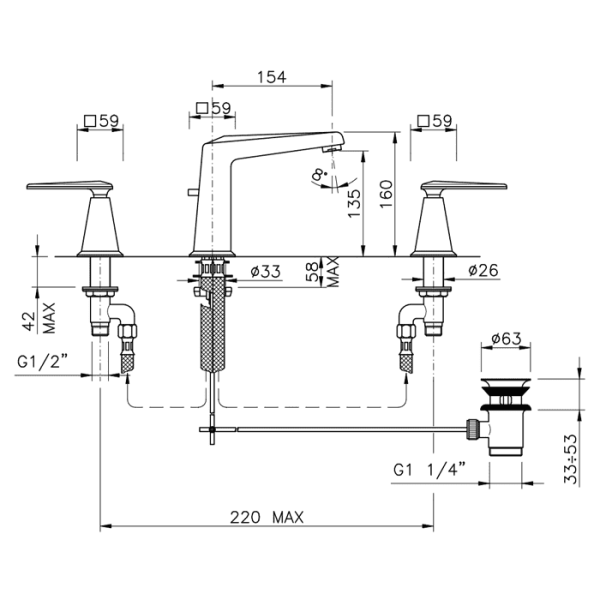 Смеситель для раковины Nicolazzi Vincent 1008CR28