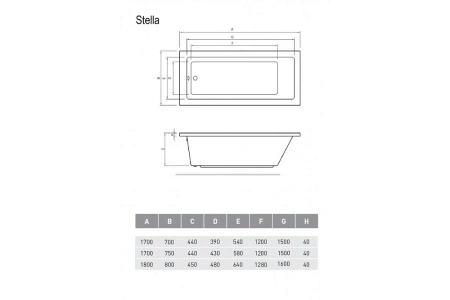 Акриловая ванна Relisan Stella 180х80 Гл000026030 белый