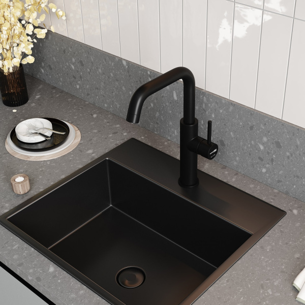 Смеситель для кухни WasserKRAFT A8567 черный матовый