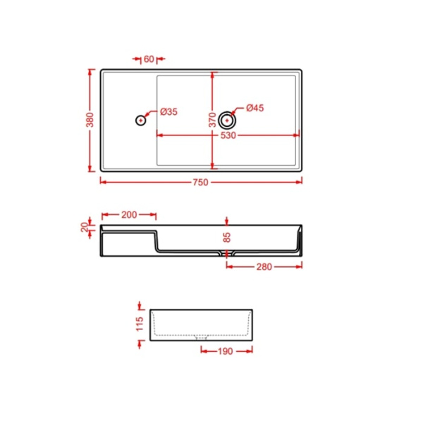 Раковина Artceram Scalino SCL004 01 00