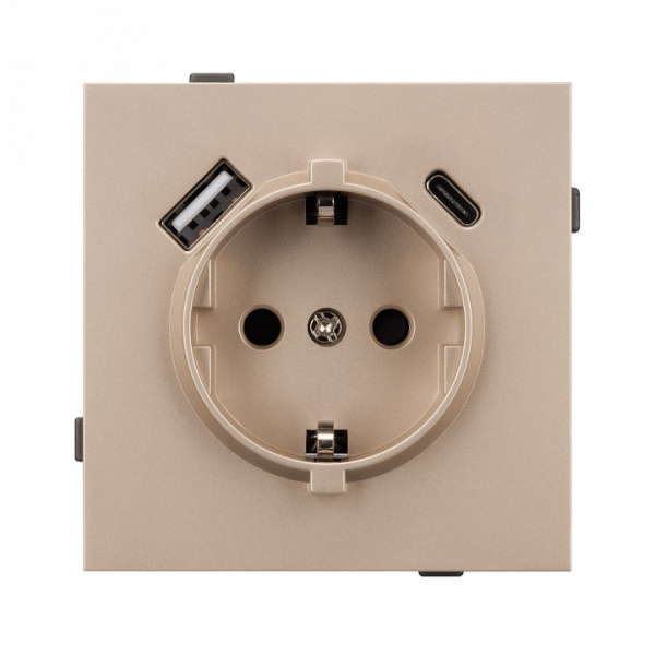Розетка 2хUSB type A и C без рамки Arlight SCT-TENDO 054089