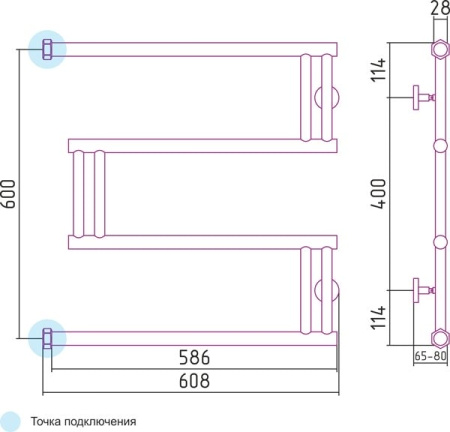 Полотенцесушитель водяной Сунержа High-Tech 00-0050-6060