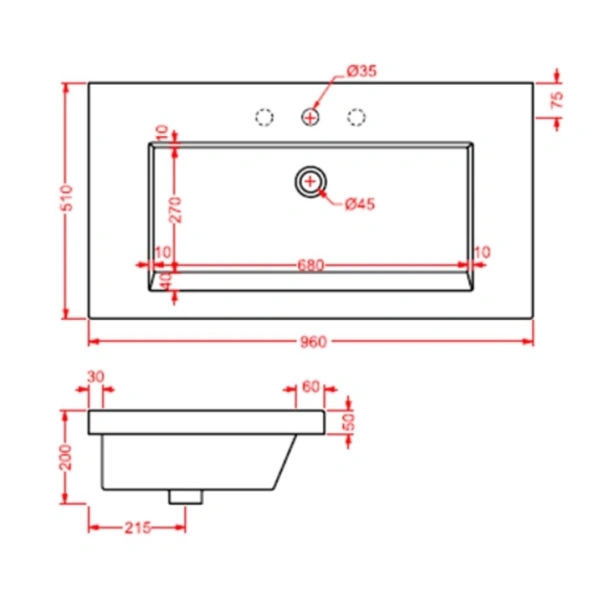 Раковина 96x51 см Artceram Washbasins Gap GPL004 01 00 bi*1