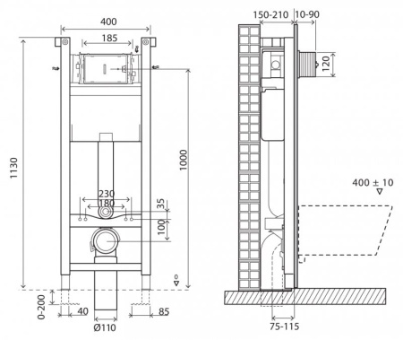Инсталляция для подвесного унитаза BelBagno BB004-40 EXPERT