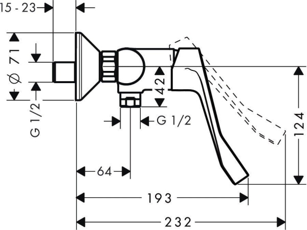 Смеситель для душа hansgrohe Focus 31916000 внешнего монтажа с удлиненной рукояткой хром
