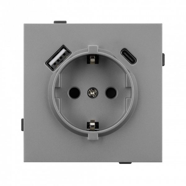 Розетка 2хUSB type A и C без рамки Arlight SCT-TENDO 054088