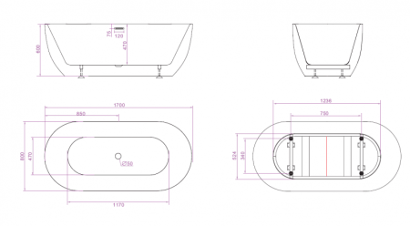 Акриловая ванна BelBagno 170x80 BB70-1700-800