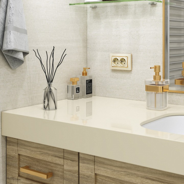 Рамка для двойной розетки Werkel Snabb (слоновая кость/золото) W0081932