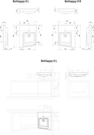 Раковина Ravak BeHappy II XJAP1100001 правый