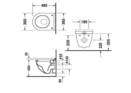 Подвесной унитаз Duravit Starck 3 22020900001-WG
