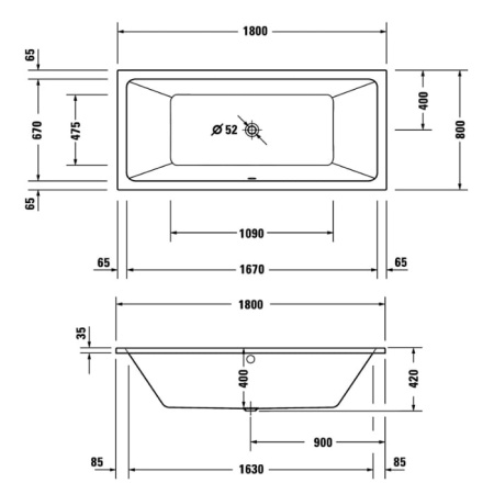 Акриловая ванна Duravit D.1 180х80 700492000000000