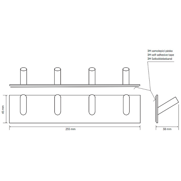 Планка с 4 крючками Bemeta Easy 163106291 нержавеющая сталь полированная