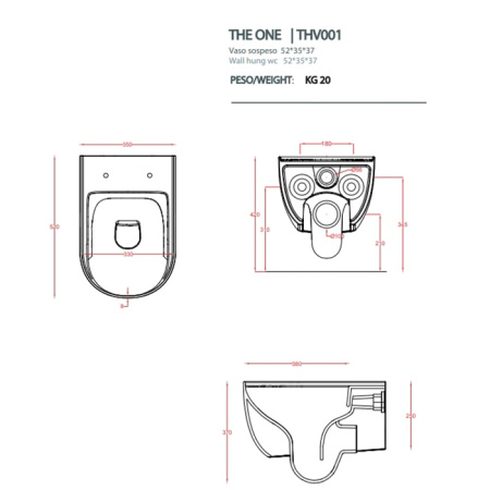 Подвесной унитаз Artceram The One THV001 01 00 bi