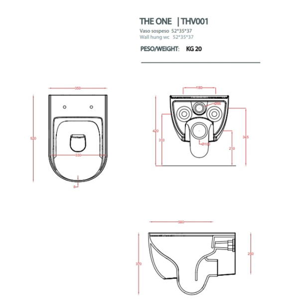 Подвесной унитаз Artceram The One THV001 17 00 nero matt