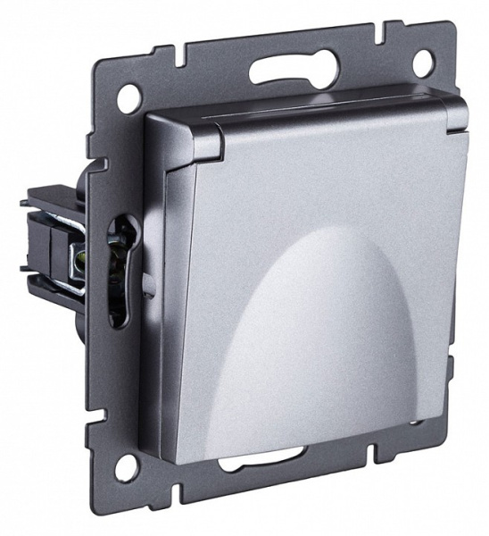 Розетка с заземлением с крышкой, без рамки Kollinger  REA-006GY
