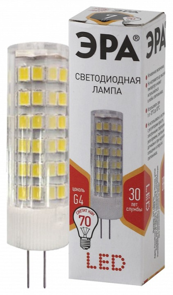 Лампа светодиодная Эра Стандарт G4 7Вт 2700K LED JC-7W-220V-CER-827-G4